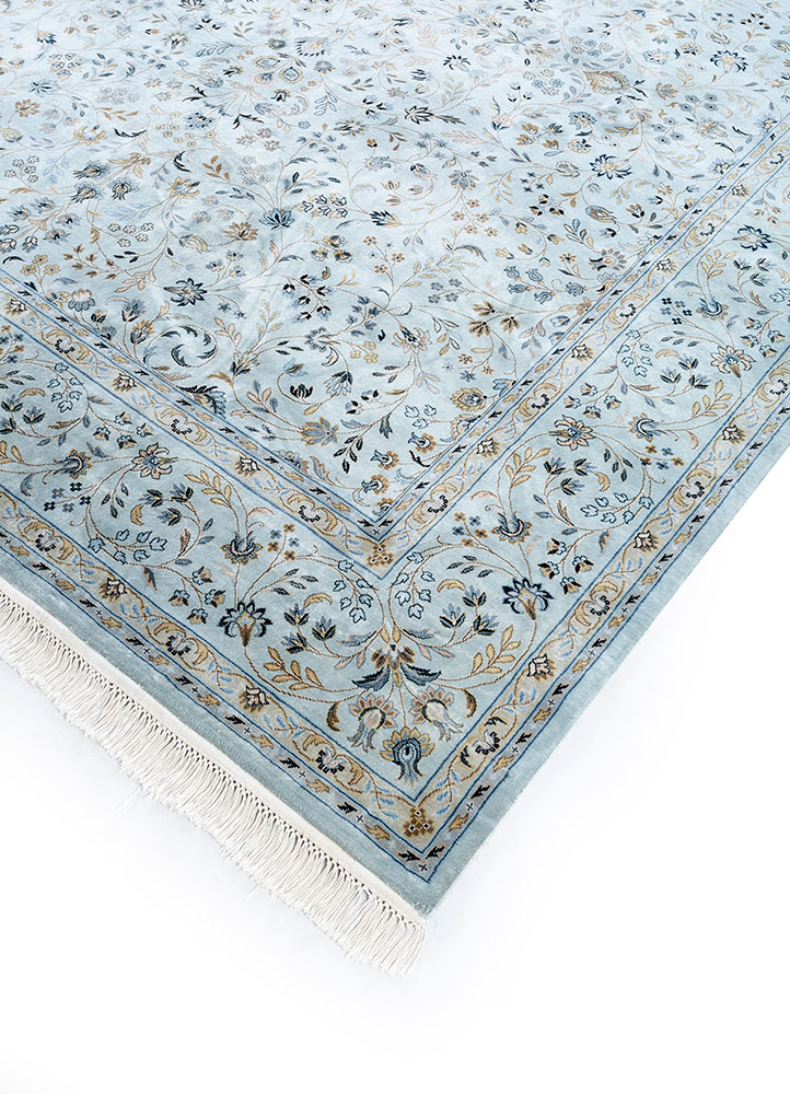 gulmarg blue silk hand knotted Rug - FloorShot