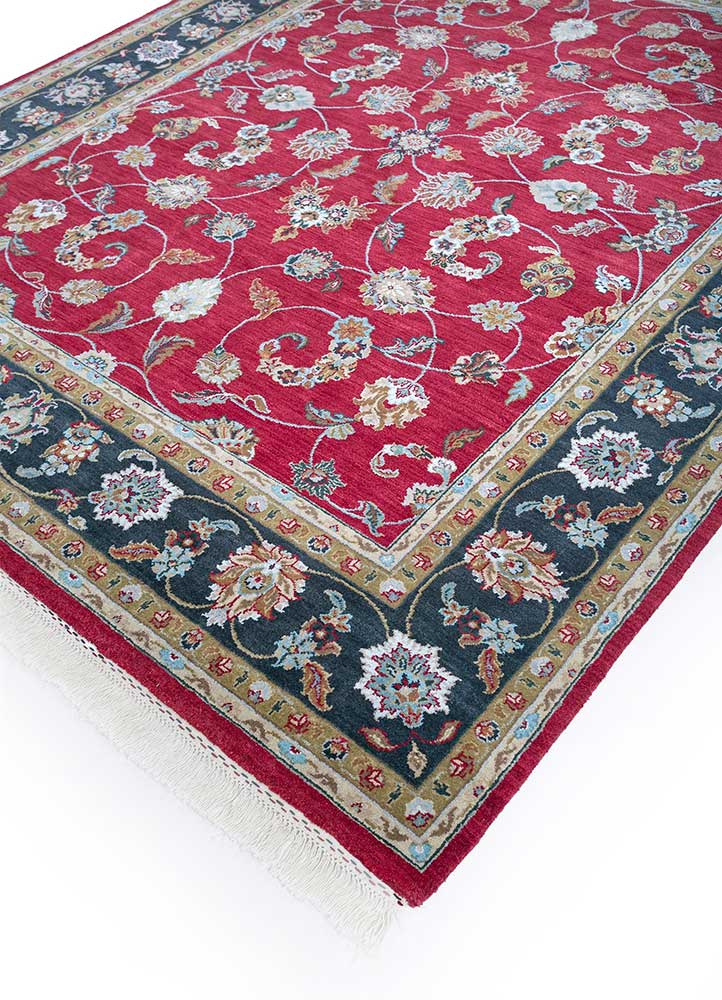 gulnar red and orange wool hand knotted Rug - FloorShot