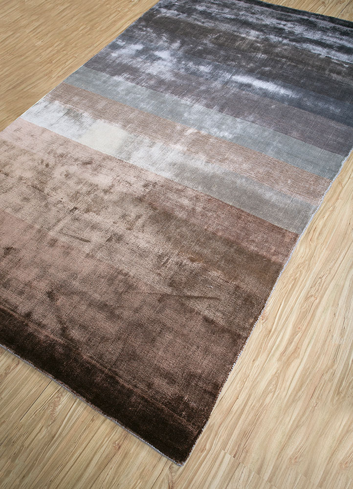 basis grey and black bamboo silk hand loom Rug - FloorShot