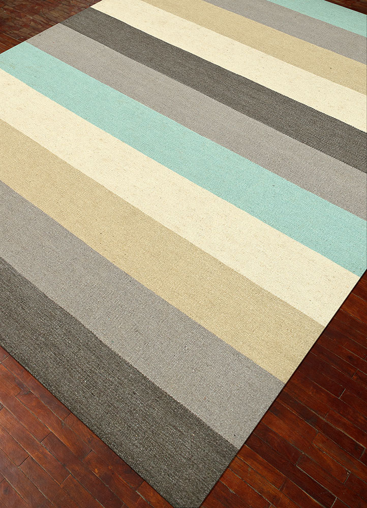 indusbar grey and black wool flat weaves Rug - FloorShot