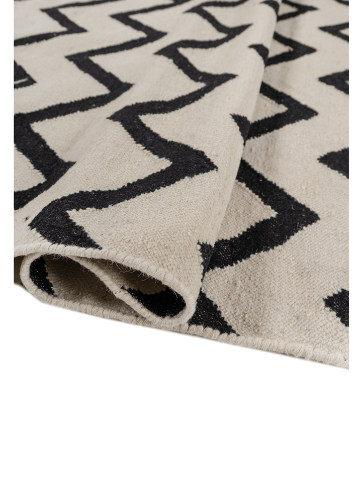 indusbar beige and brown wool flat weaves Rug - FloorShot