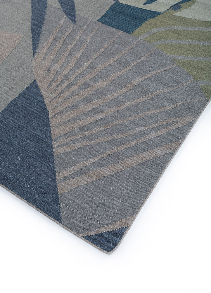 orenda grey and black wool flat weaves Rug - FloorShot
