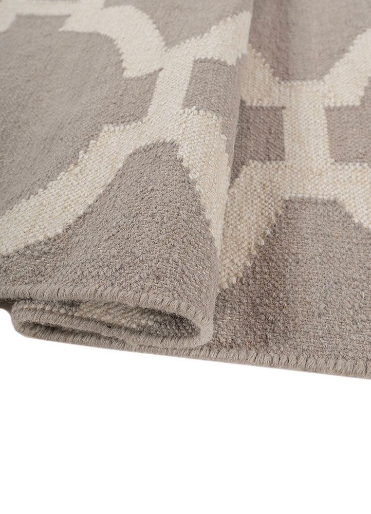 indusbar grey and black wool flat weaves Rug - FloorShot