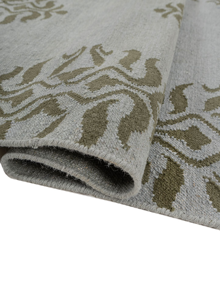 indusbar blue wool flat weaves Rug - FloorShot
