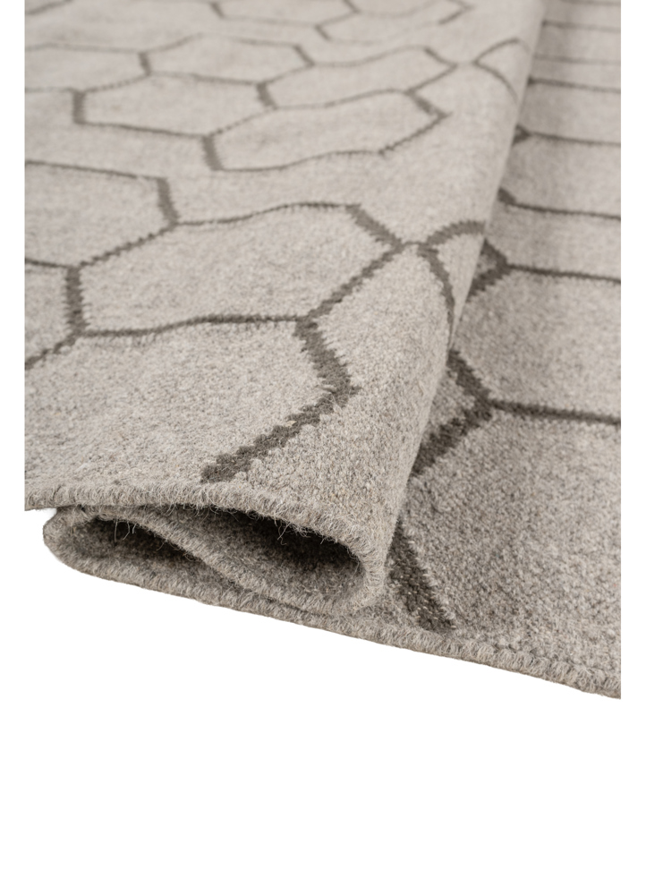 indusbar grey and black wool flat weaves Rug - FloorShot