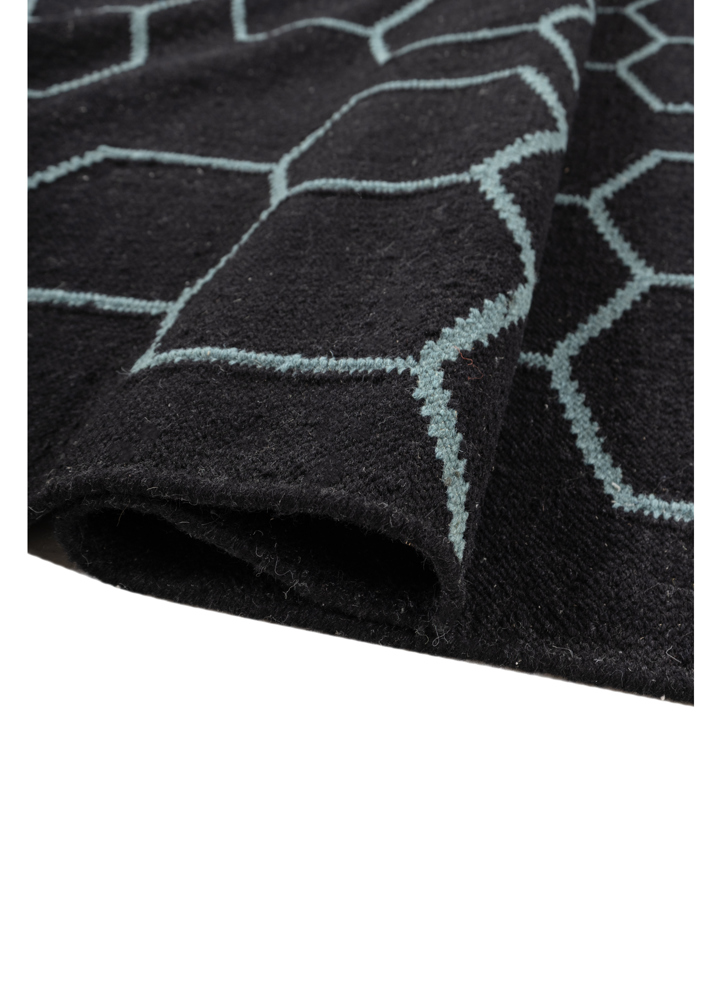 indusbar grey and black wool flat weaves Rug - FloorShot