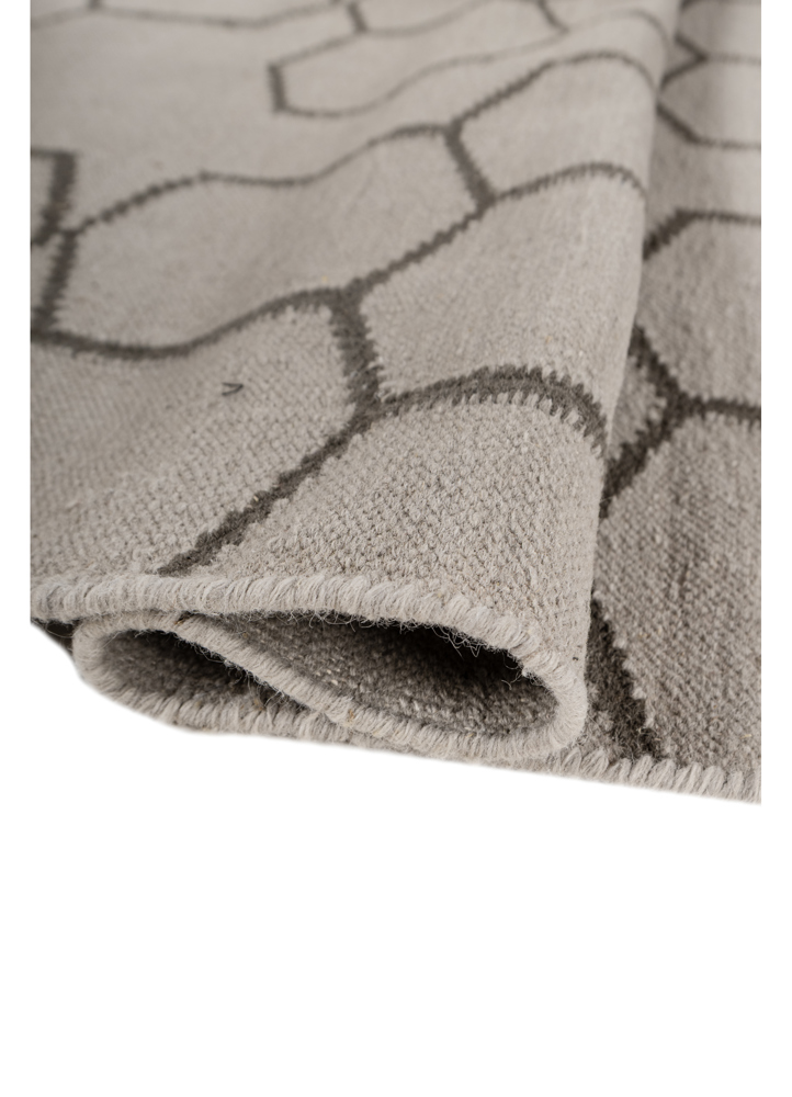 indusbar grey and black wool flat weaves Rug - FloorShot