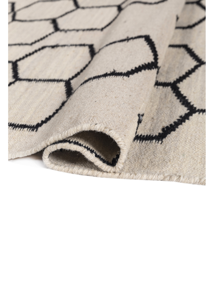 indusbar grey and black wool flat weaves Rug - FloorShot