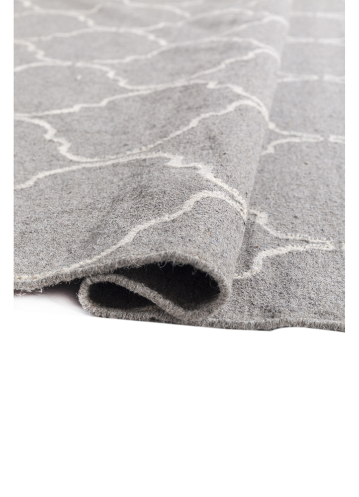 indusbar grey and black wool flat weaves Rug - FloorShot