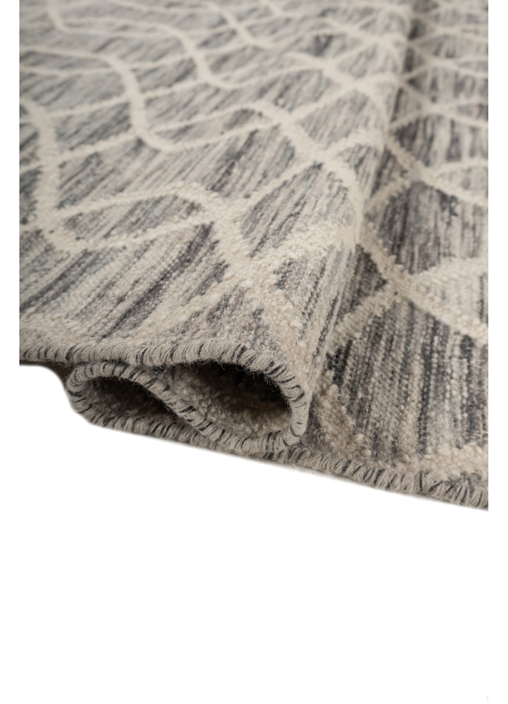 indusbar blue wool flat weaves Rug - FloorShot
