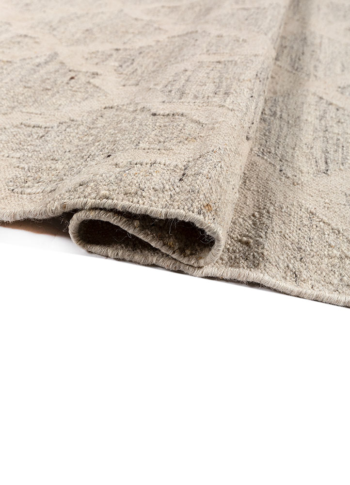 indusbar grey and black wool flat weaves Rug - FloorShot
