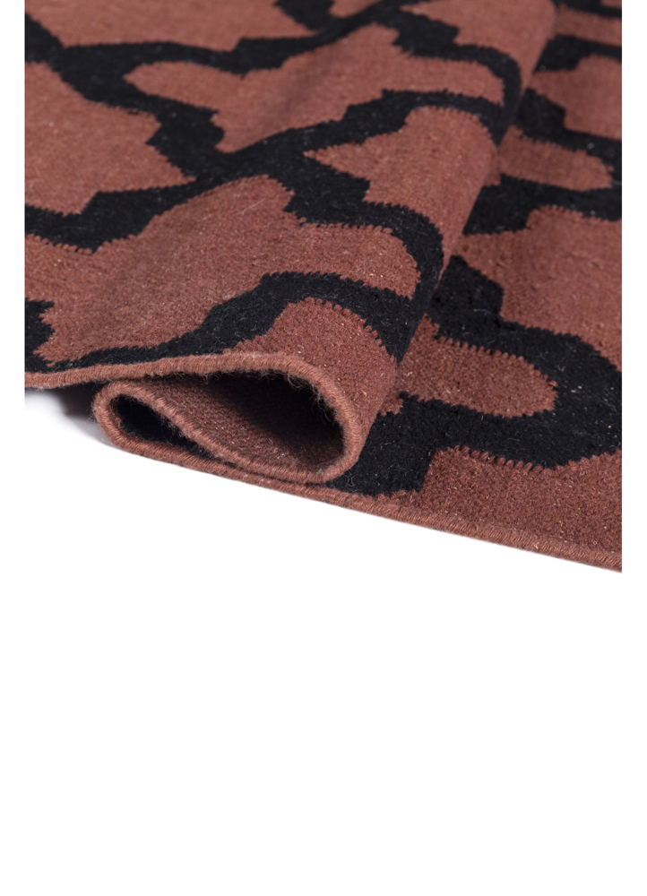 indusbar red and orange wool flat weaves Rug - FloorShot