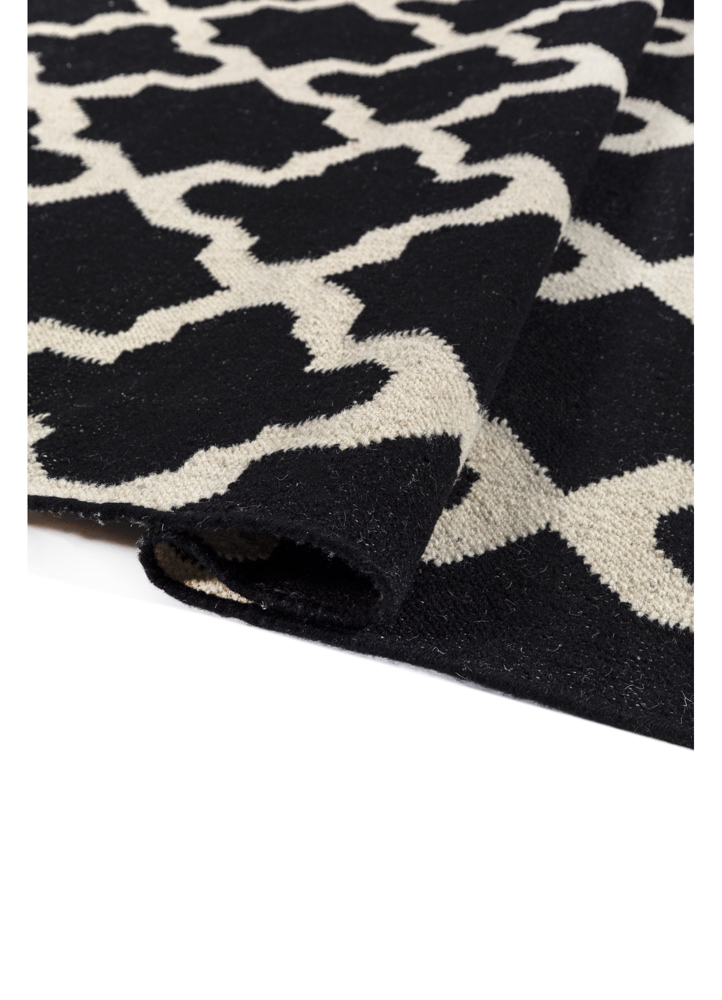 indusbar grey and black wool flat weaves Rug - FloorShot