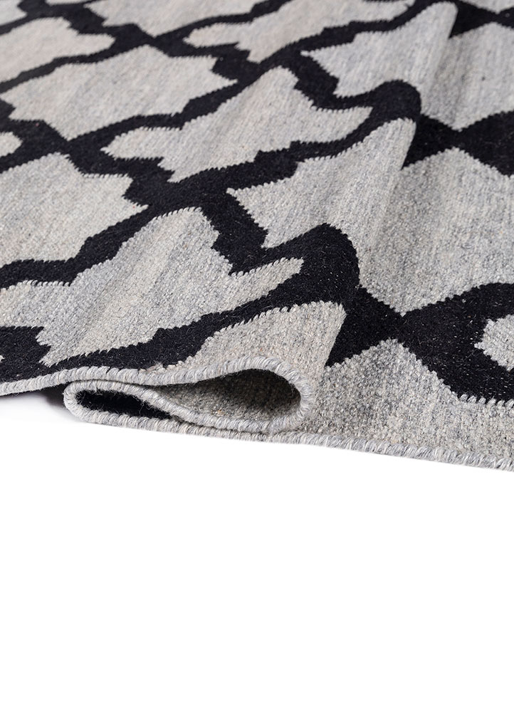 indusbar blue wool flat weaves Rug - FloorShot