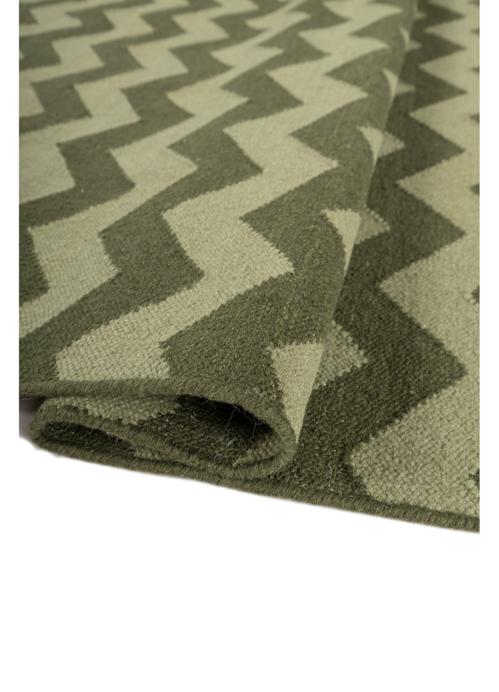 indusbar green wool flat weaves Rug - FloorShot