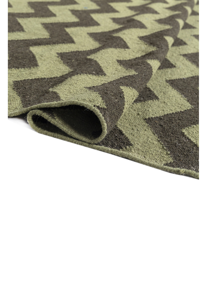 indusbar green wool flat weaves Rug - FloorShot