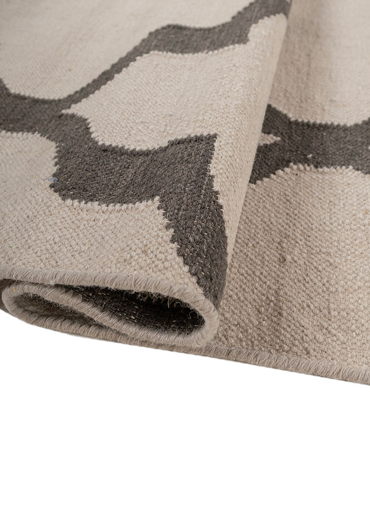 indusbar grey and black wool flat weaves Rug - FloorShot