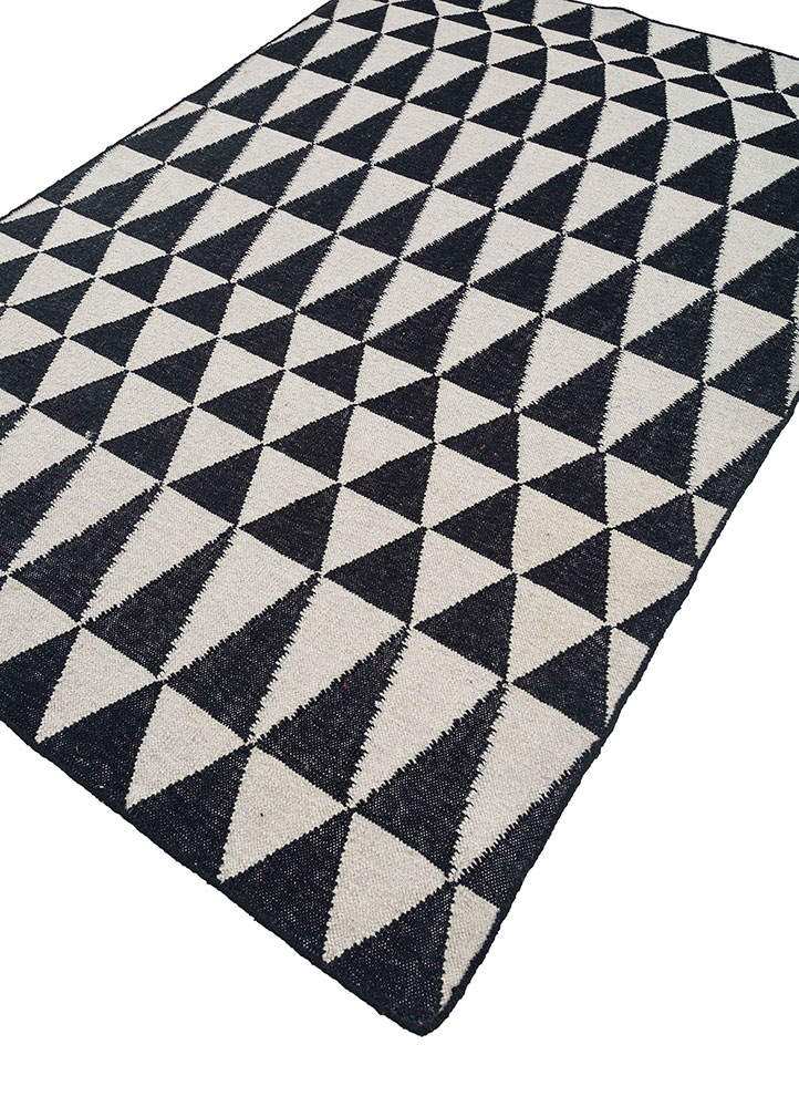 indusbar grey and black wool flat weaves Rug - FloorShot
