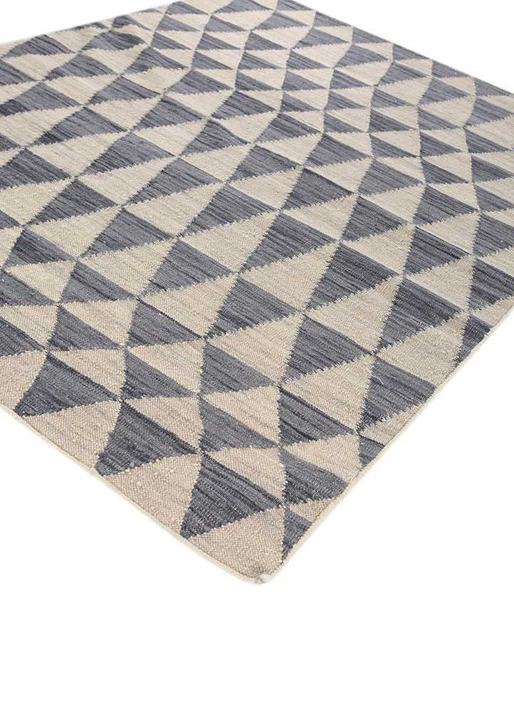 indusbar grey and black wool flat weaves Rug - FloorShot