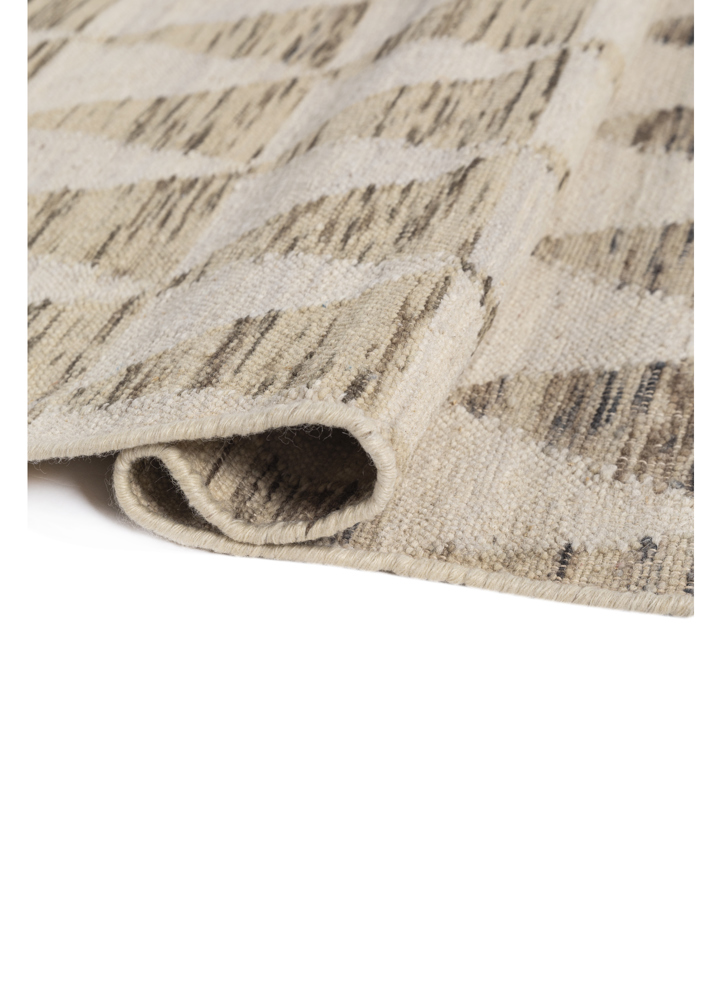 indusbar beige and brown wool flat weaves Rug - FloorShot