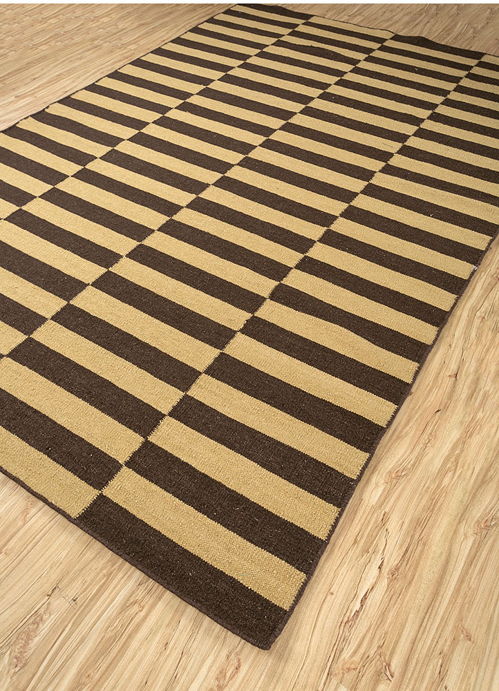alhambra beige and brown wool flat weaves Rug - FloorShot
