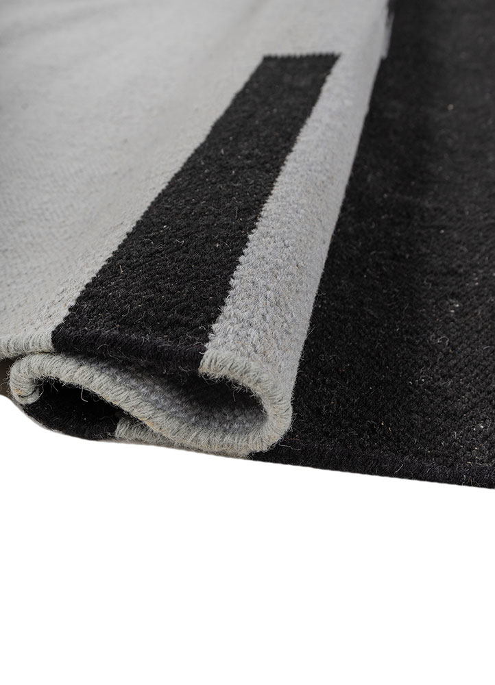 indusbar grey and black wool flat weaves Rug - FloorShot