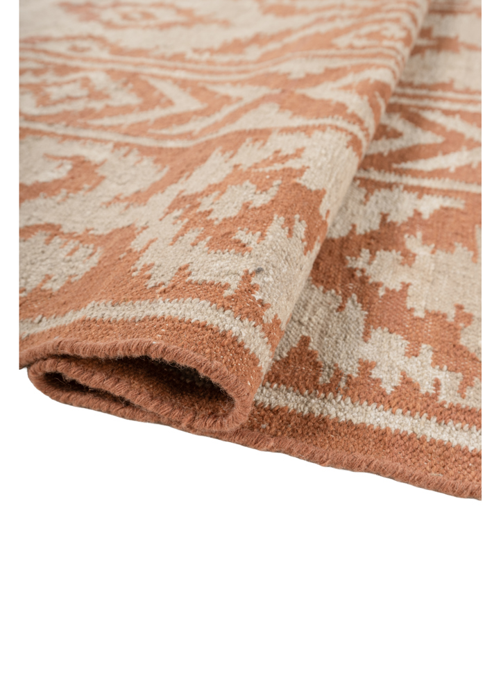 indusbar red and orange wool flat weaves Rug - FloorShot