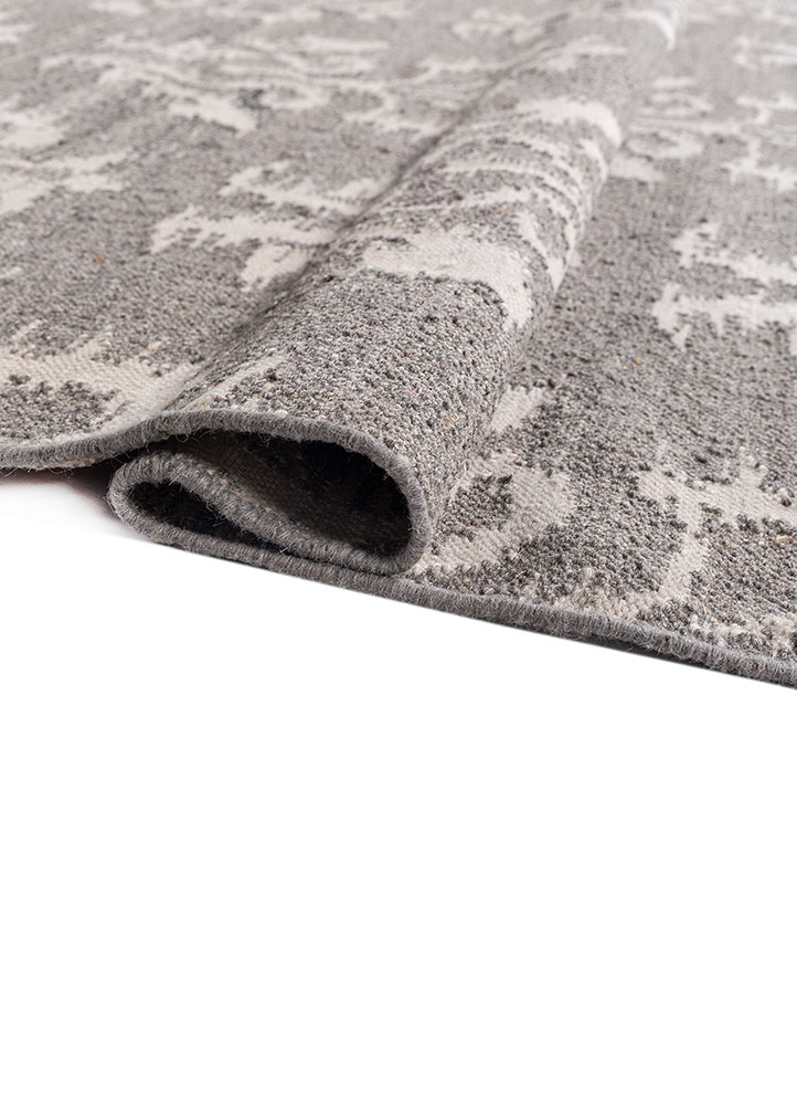 indusbar grey and black wool flat weaves Rug - FloorShot