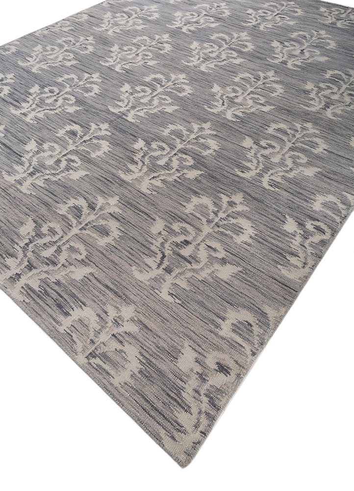 indusbar grey and black wool flat weaves Rug - FloorShot