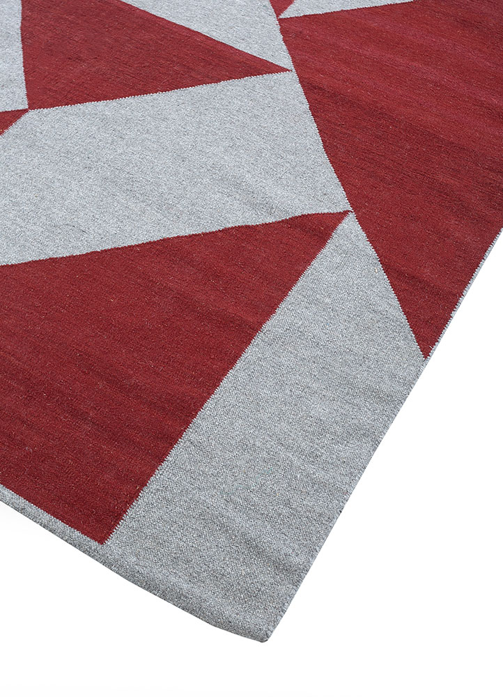 indusbar red and orange wool flat weaves Rug - FloorShot