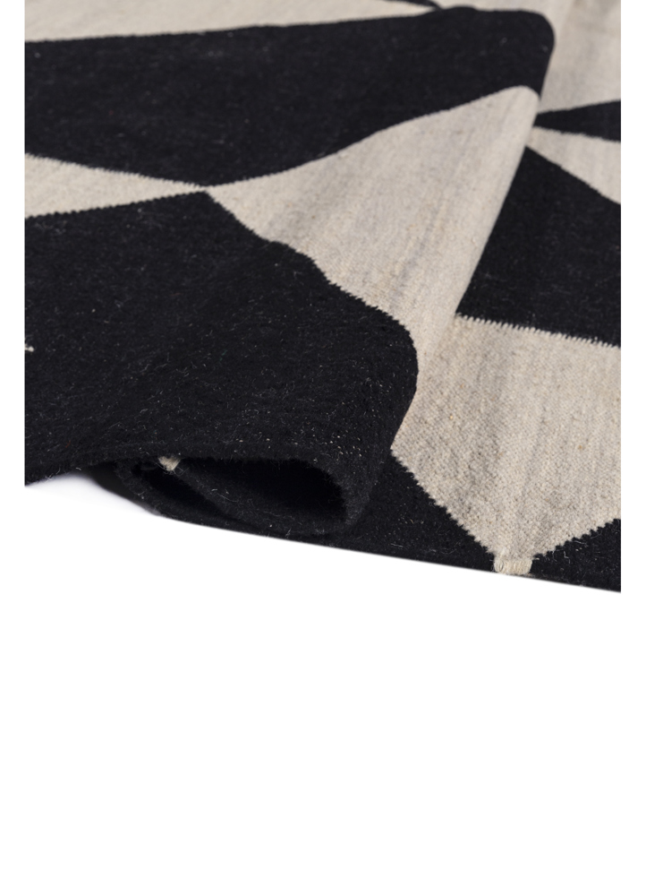 indusbar grey and black wool flat weaves Rug - FloorShot