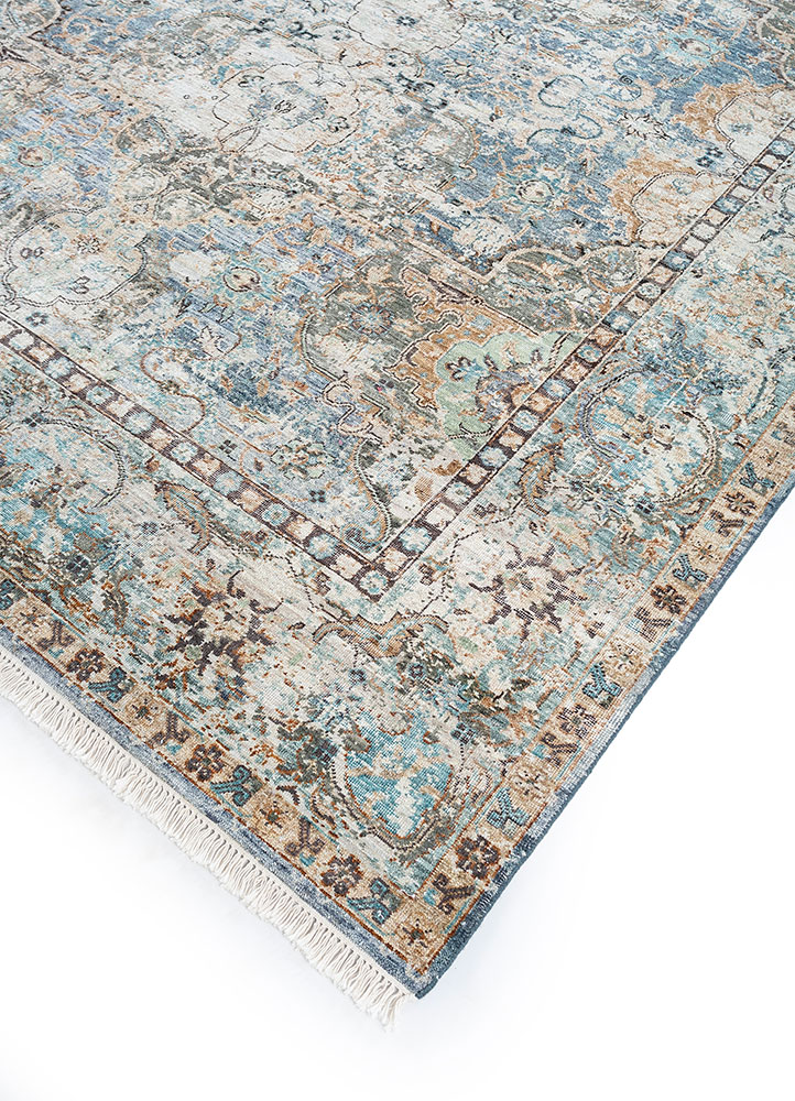 someplace in time ivory afghan wool hand knotted Rug - FloorShot