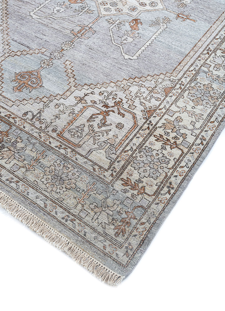 thyme ivory afghan wool hand knotted Rug - FloorShot