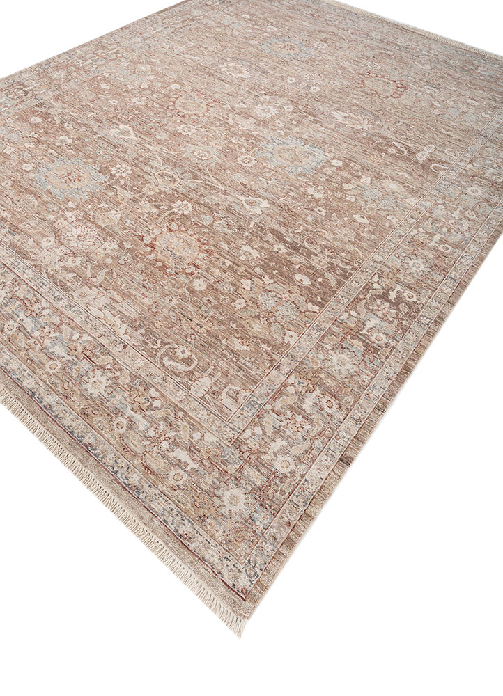 viscaya beige and brown wool hand knotted Rug - FloorShot