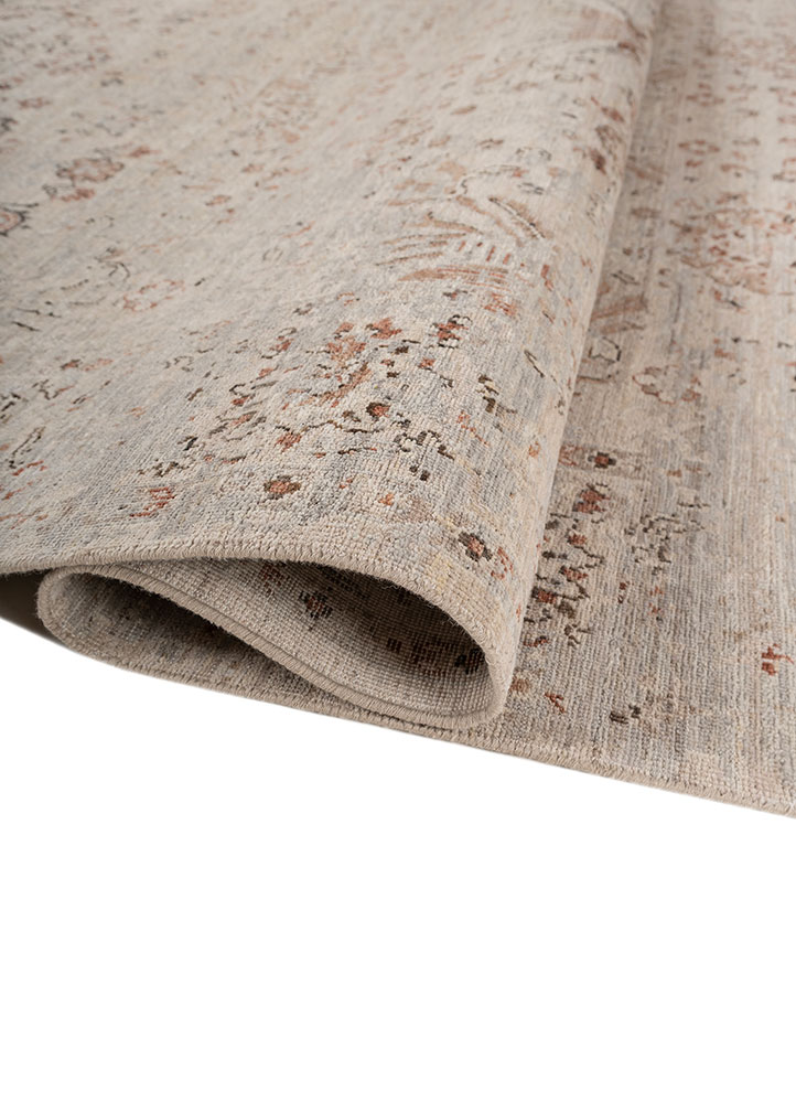 viscaya beige and brown wool hand knotted Rug - FloorShot