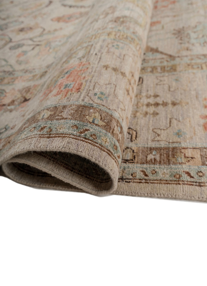 someplace in time ivory afghan wool hand knotted Rug - FloorShot