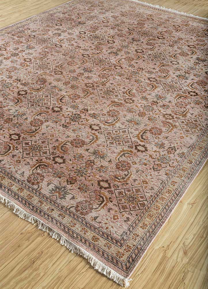 someplace in time red and orange afghan wool hand knotted Rug - FloorShot