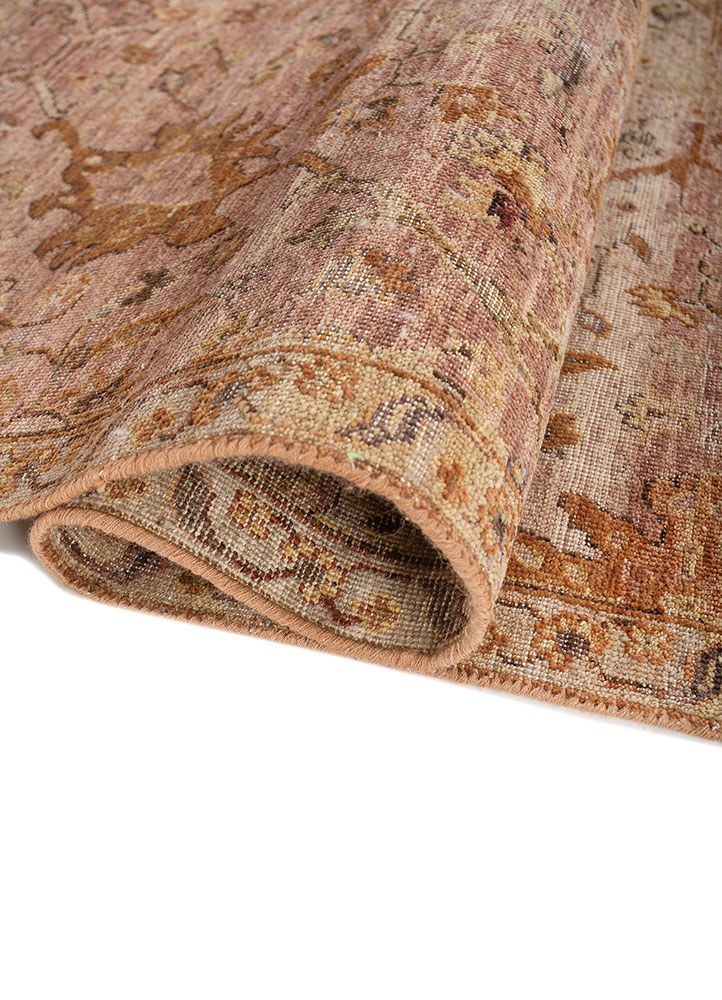 someplace in time red and orange afghan wool hand knotted Rug - FloorShot