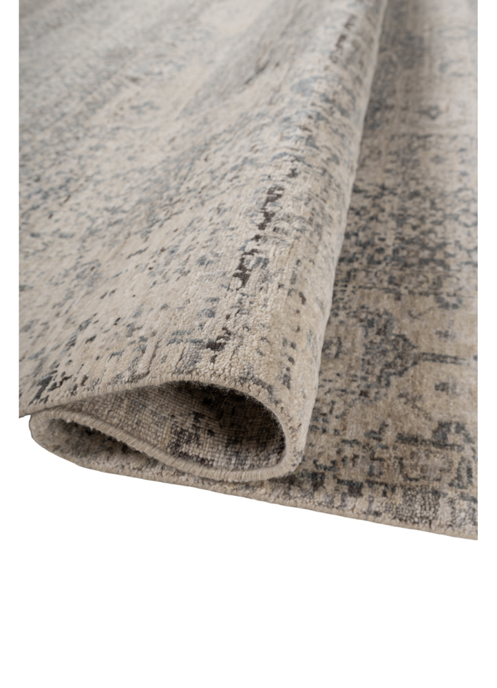 someplace in time ivory afghan wool hand knotted Rug - FloorShot