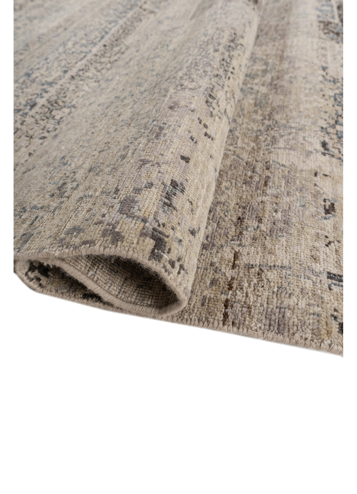 someplace in time ivory afghan wool hand knotted Rug - FloorShot