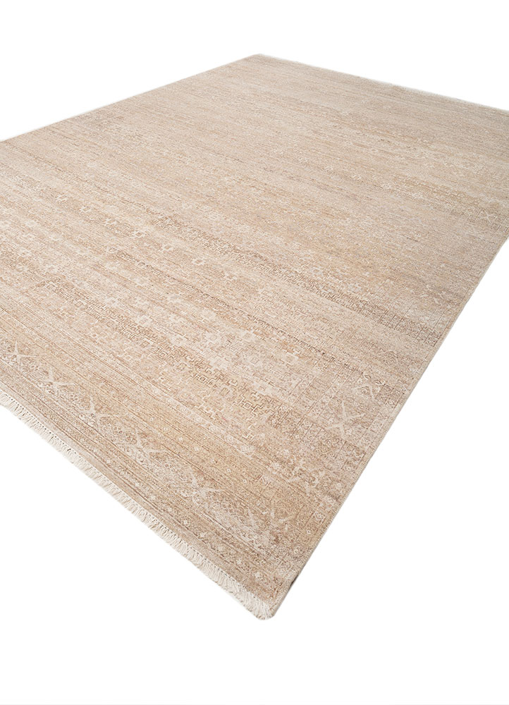 erbe beige and brown wool hand knotted Rug - FloorShot