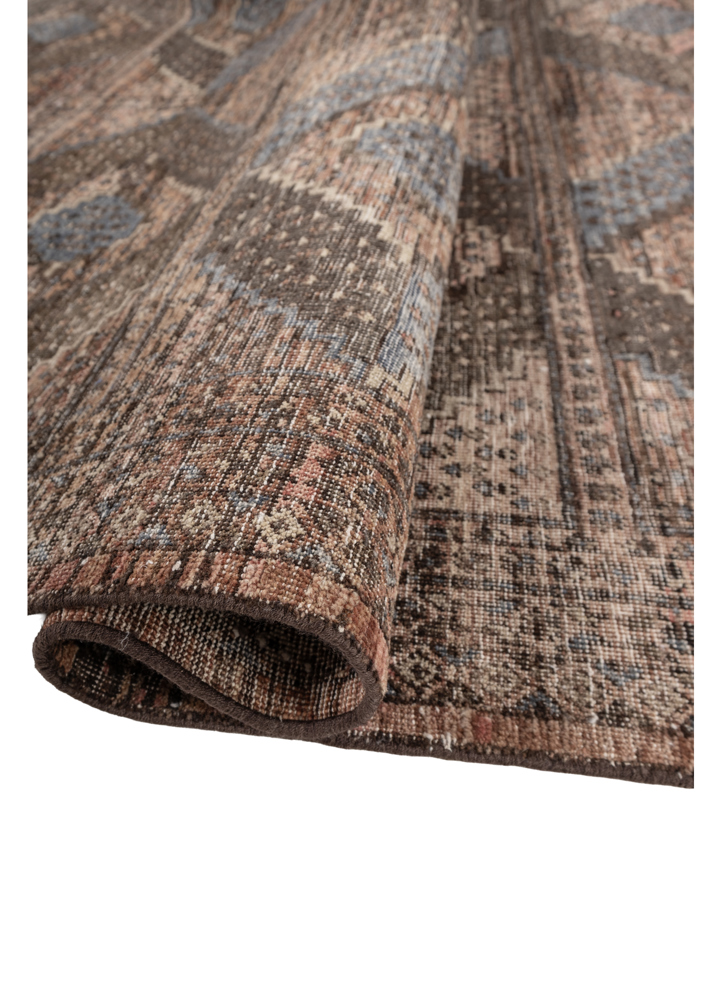 someplace in time red and orange afghan wool hand knotted Rug - FloorShot