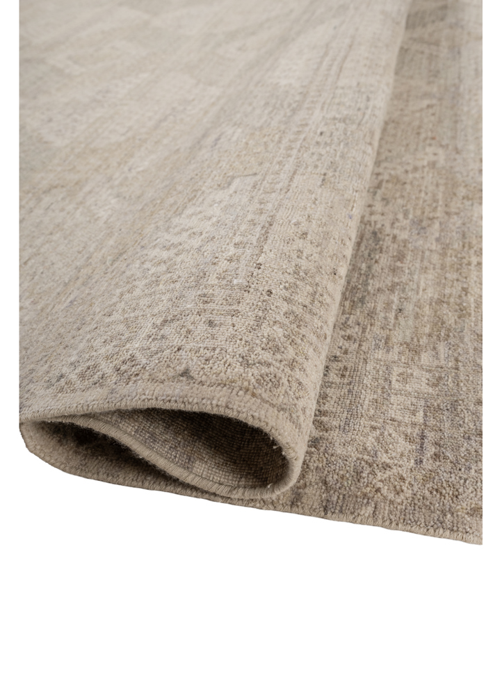 someplace in time beige and brown afghan wool hand knotted Rug - FloorShot