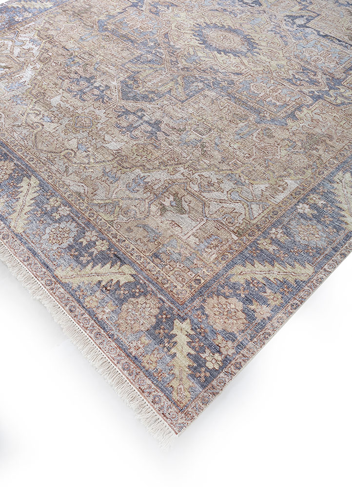 viscaya beige and brown afghan wool hand knotted Rug - FloorShot