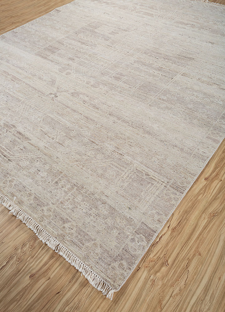 thyme ivory afghan wool hand knotted Rug - FloorShot