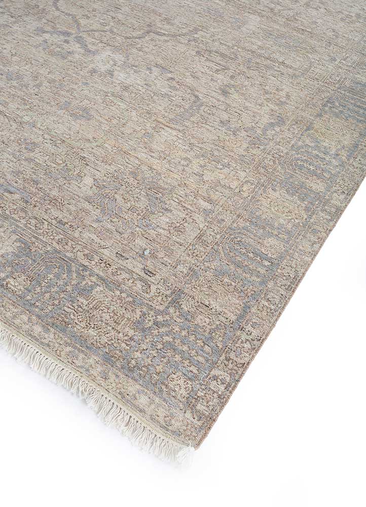 someplace in time ivory afghan wool hand knotted Rug - FloorShot
