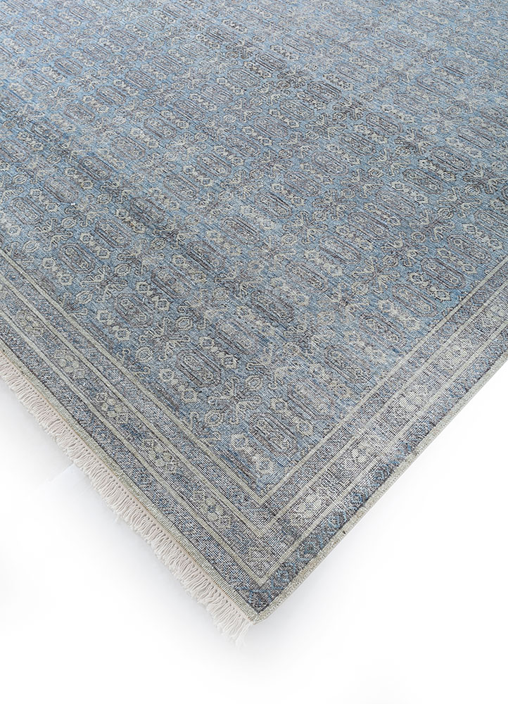 viscaya blue afghan wool hand knotted Rug - FloorShot