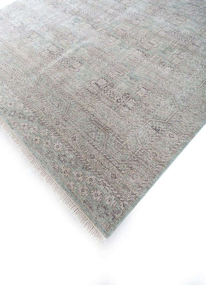viscaya green afghan wool hand knotted Rug - FloorShot