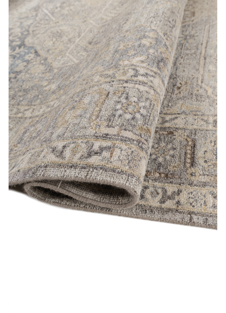 someplace in time blue afghan wool hand knotted Rug - FloorShot