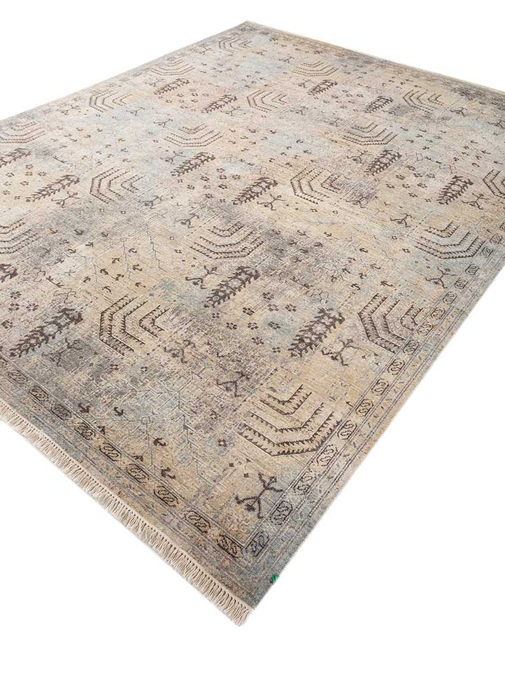 erbe ivory afghan wool hand knotted Rug - FloorShot